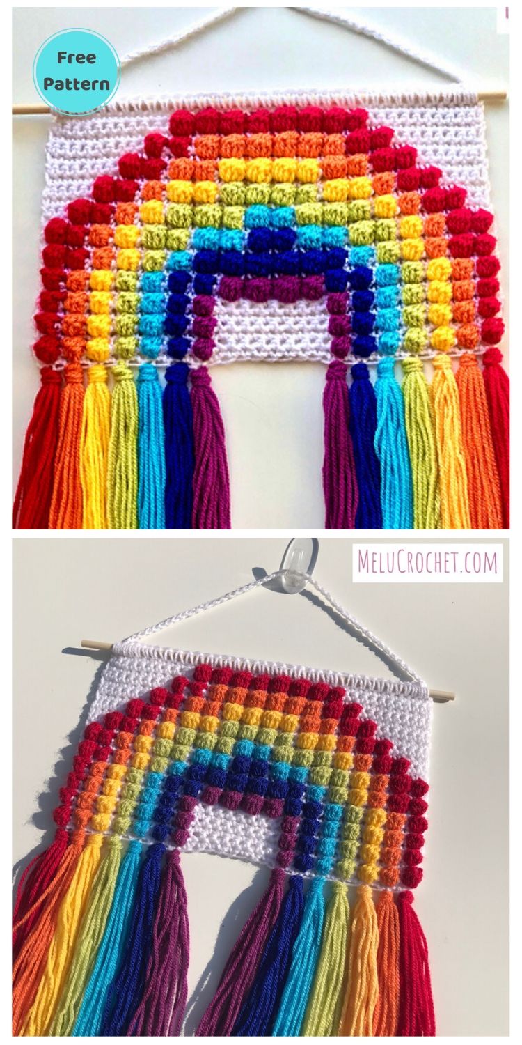 15 Free Crochet Rainbow Wall Hangings For Your Home PIN POSTER 13