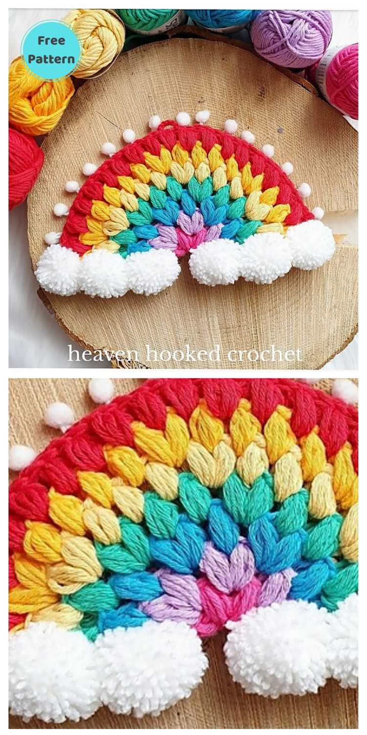 15 Free Crochet Rainbow Wall Hangings For Your Home PIN POSTER 3