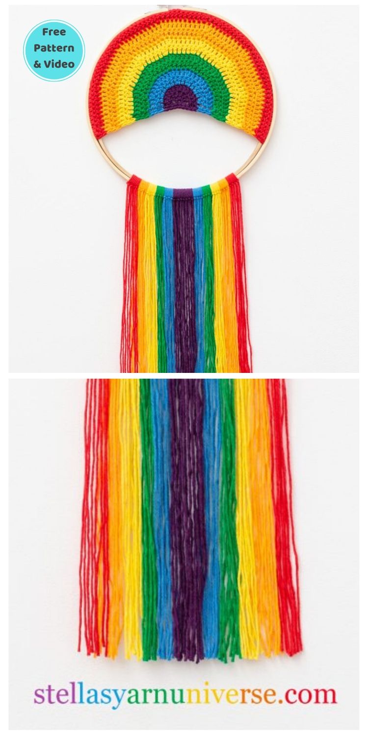 15 Free Crochet Rainbow Wall Hangings For Your Home PIN POSTER 6