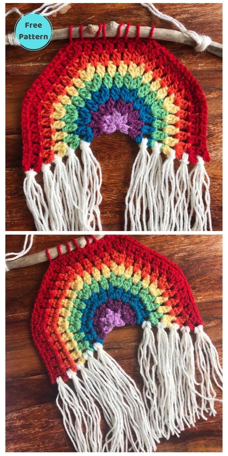 15 Free Crochet Rainbow Wall Hangings For Your Home PIN POSTER 7