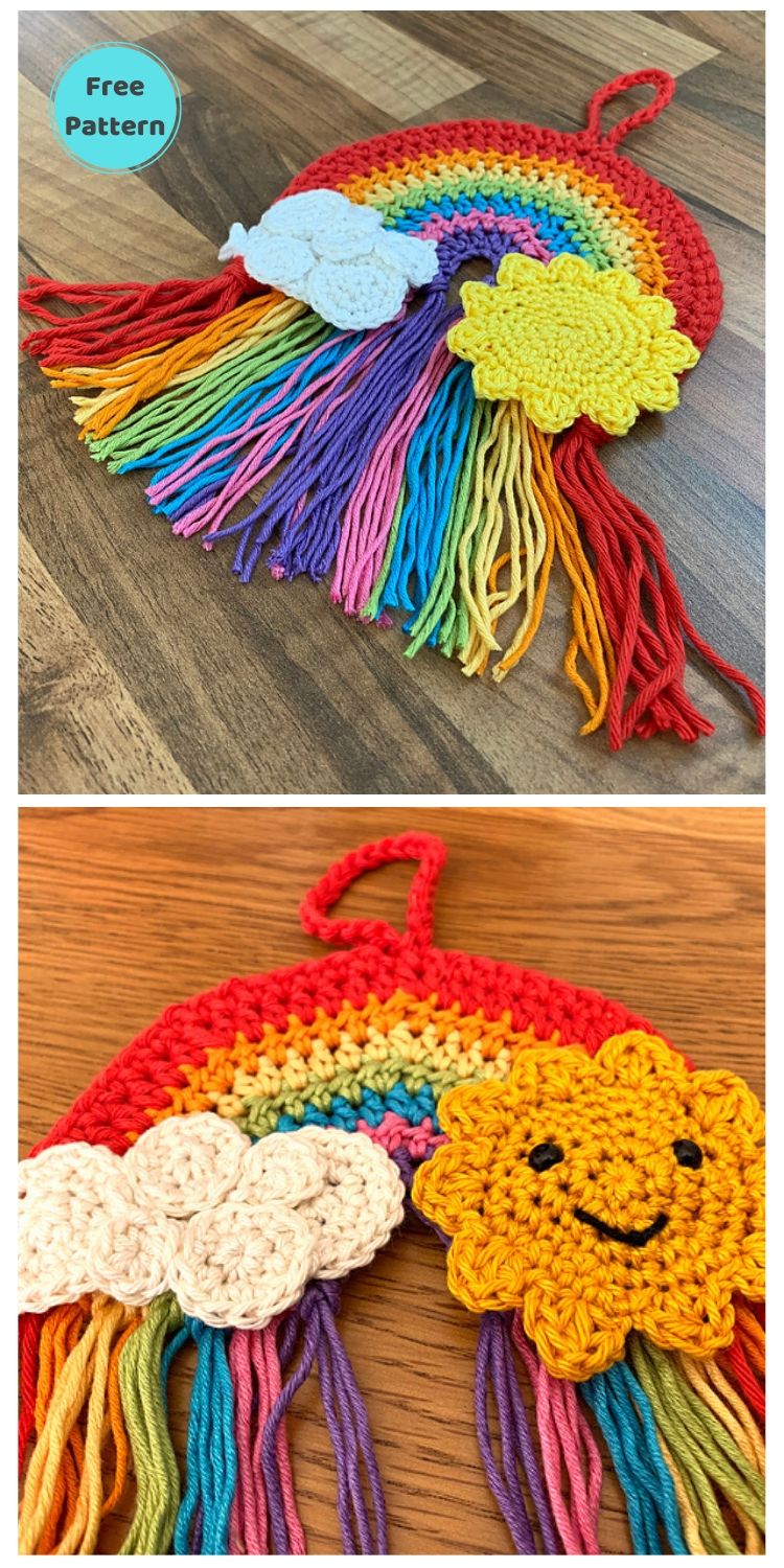 15 Free Crochet Rainbow Wall Hangings For Your Home The Yarn Crew