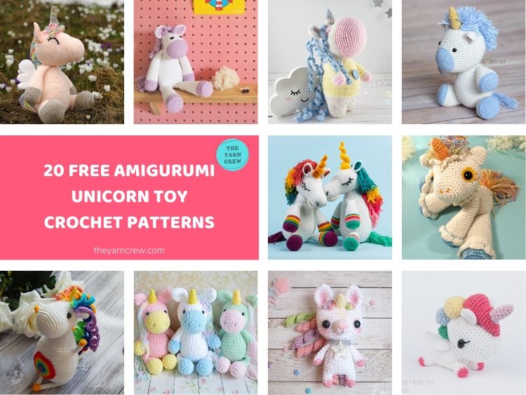 20 Free Amigurumi Unicorn Toy Crochet Patterns FACEBOOK POSTER