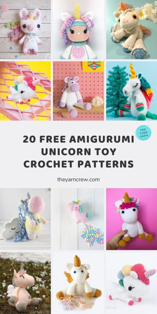 20 Free Amigurumi Unicorn Toy Crochet Patterns Main Pin Poster