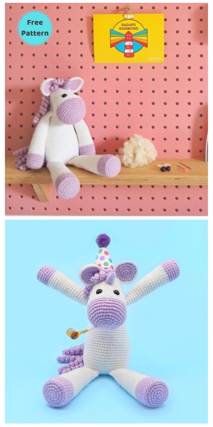 20 Free Amigurumi Unicorn Toy Crochet Patterns PIN POSTER 15