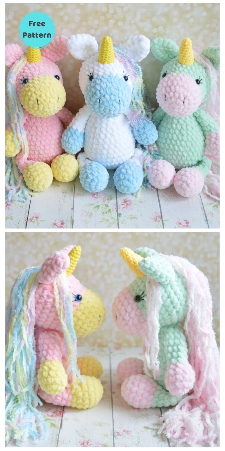 20 Free Amigurumi Unicorn Toy Crochet Patterns PIN POSTER 19