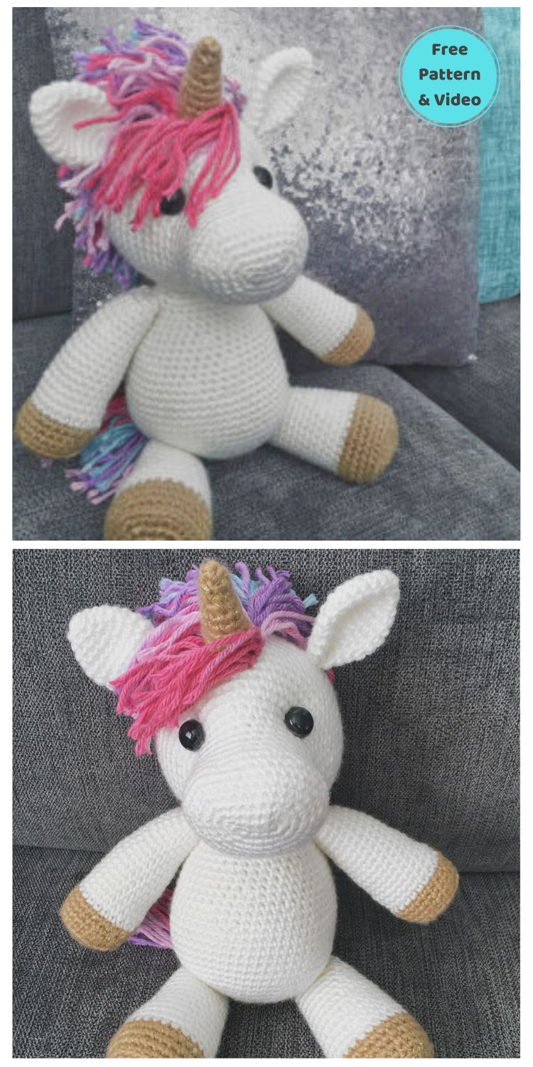 20 Free Amigurumi Unicorn Toy Crochet Patterns PIN POSTER 4