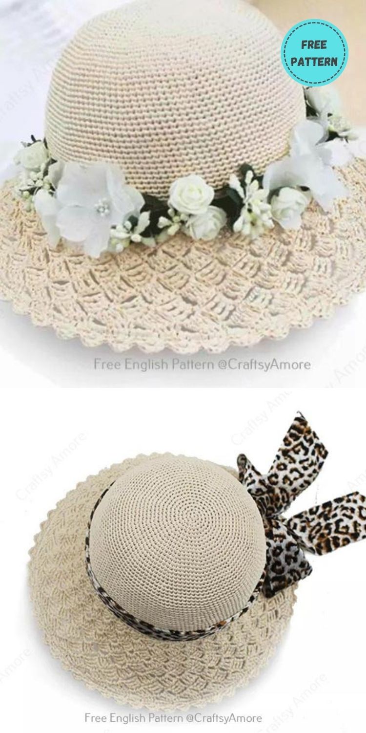 22 Free Crochet Summer Hats To Make This Year PIN POSTER 22