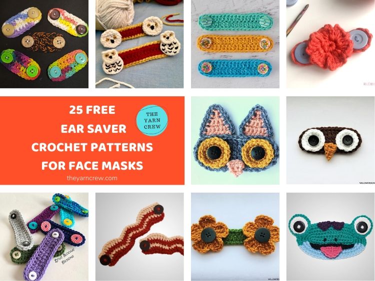 25 Free Ear Saver Crochet Patterns For Face Masks FACEBOOK POSTER