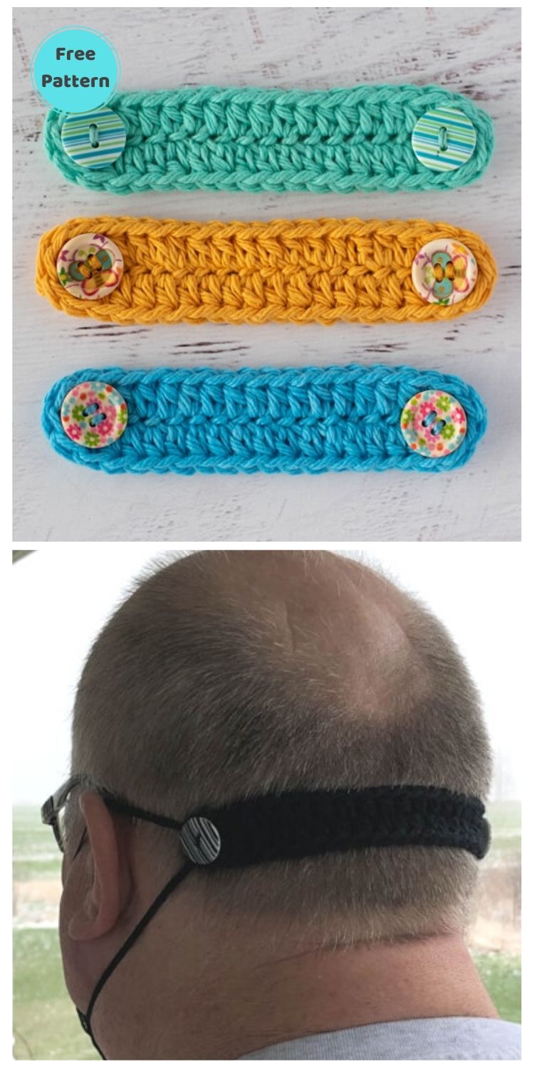 25 Free Ear Saver Crochet Patterns For Face Masks PIN POSTER 3