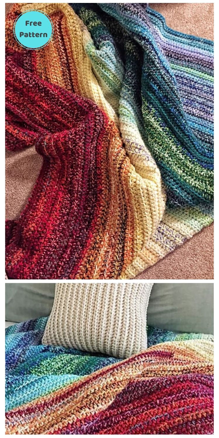 Best 19 Free Rainbow Blanket Crochet Patterns PIN POSTER 14