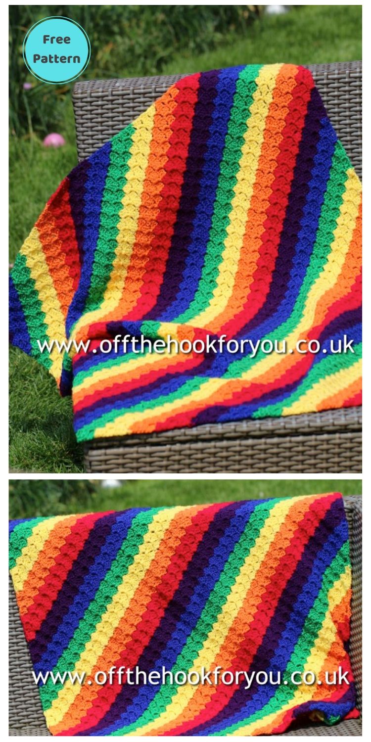 Best 19 Free Rainbow Blanket Crochet Patterns PIN POSTER 15