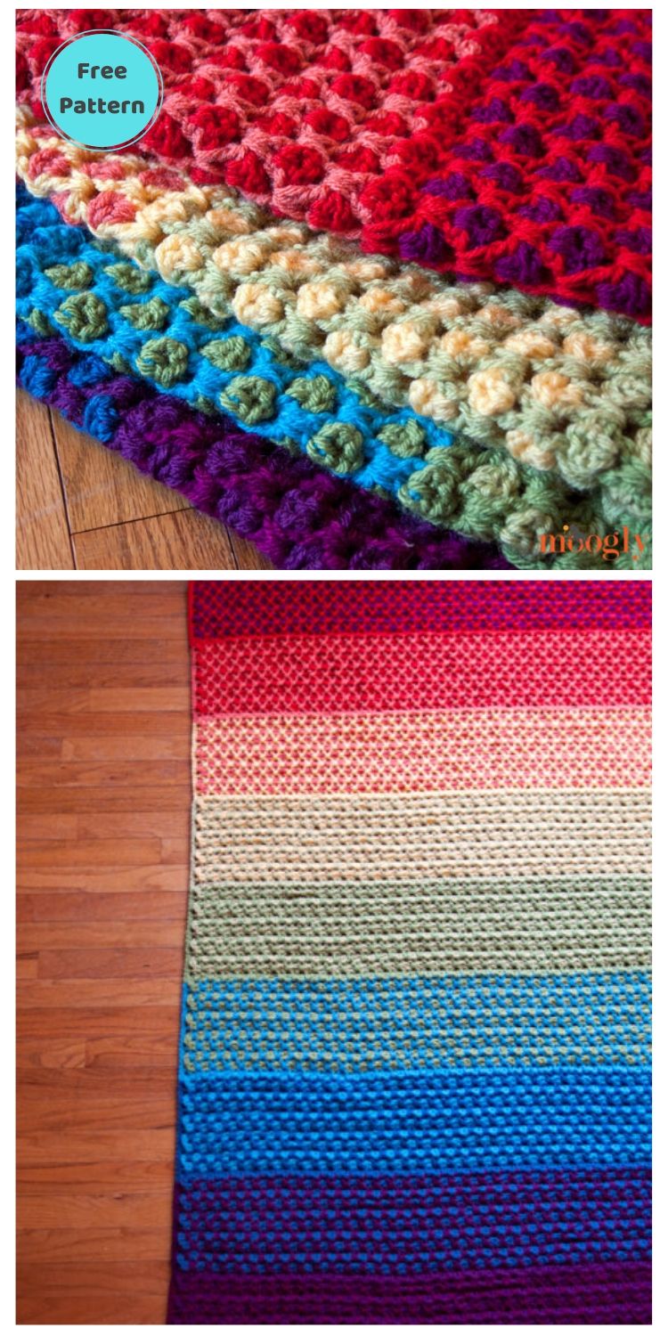 Best 19 Free Rainbow Blanket Crochet Patterns PIN POSTER 17