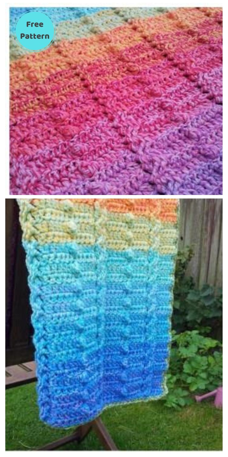 Best 19 Free Rainbow Blanket Crochet Patterns PIN POSTER 18