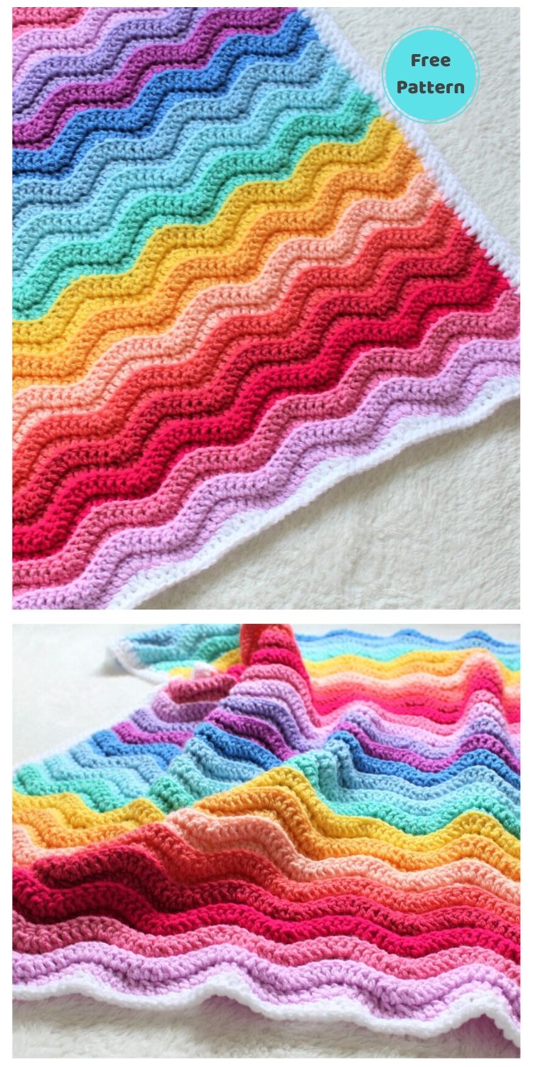 Best 19 Free Rainbow Blanket Crochet Patterns PIN POSTER 19
