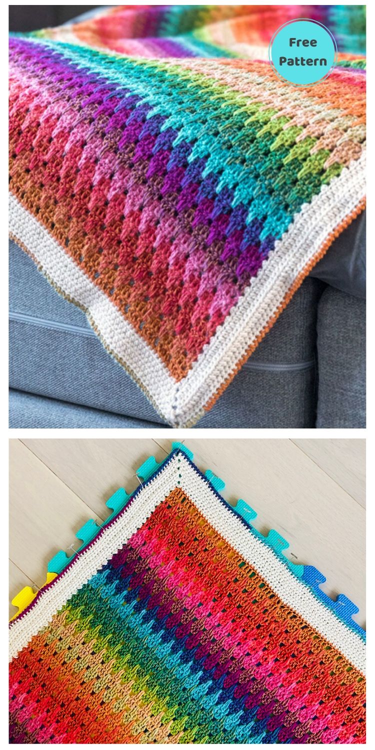 Best 19 Free Rainbow Blanket Crochet Patterns PIN POSTER 20