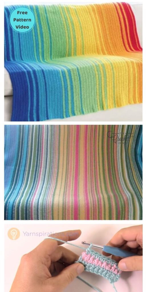 Best 19 Free Rainbow Blanket Crochet Patterns PIN POSTER 3