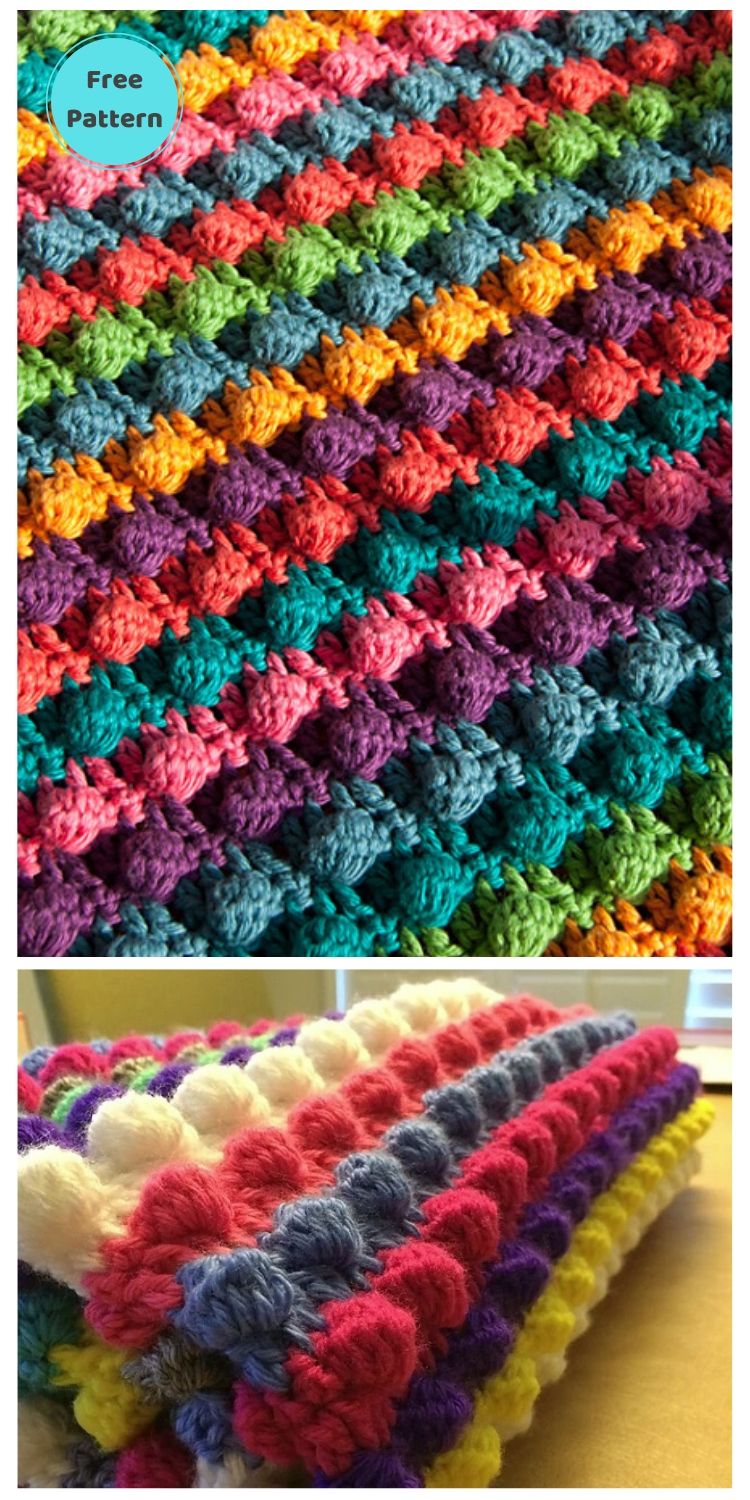 Best 19 Free Rainbow Blanket Crochet Patterns PIN POSTER 5