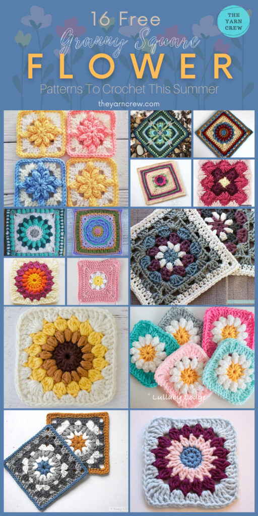 16 Free Flower Granny Square Patterns To Crochet This Summer - PIN2