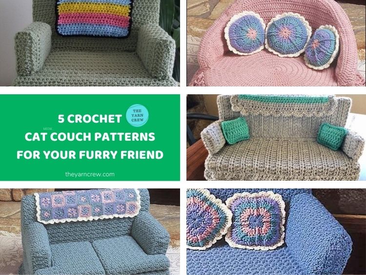 5 Crochet Cat Couch Patterns For Your Furry Friend FACEBOOK POSTER