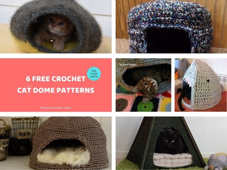 6 Free Crochet Cat Dome Patterns FACEBOOK POSTER