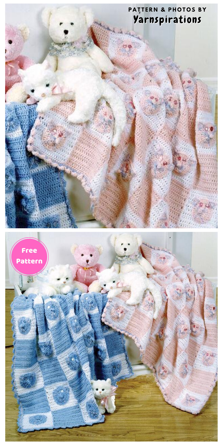 RED HEART KITTIES AND BEARS BLANKETS - 12 Free Super Cute Teddy Bear Blankets & Afghans