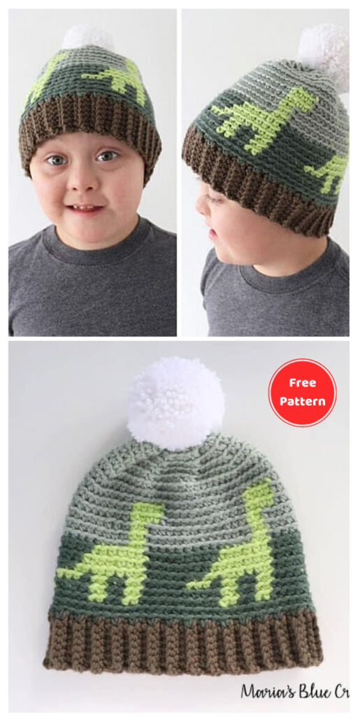 Crochet Dinosaur Hat for Kids - 13 Free Dinosaur Crochet Patterns For Your Kids