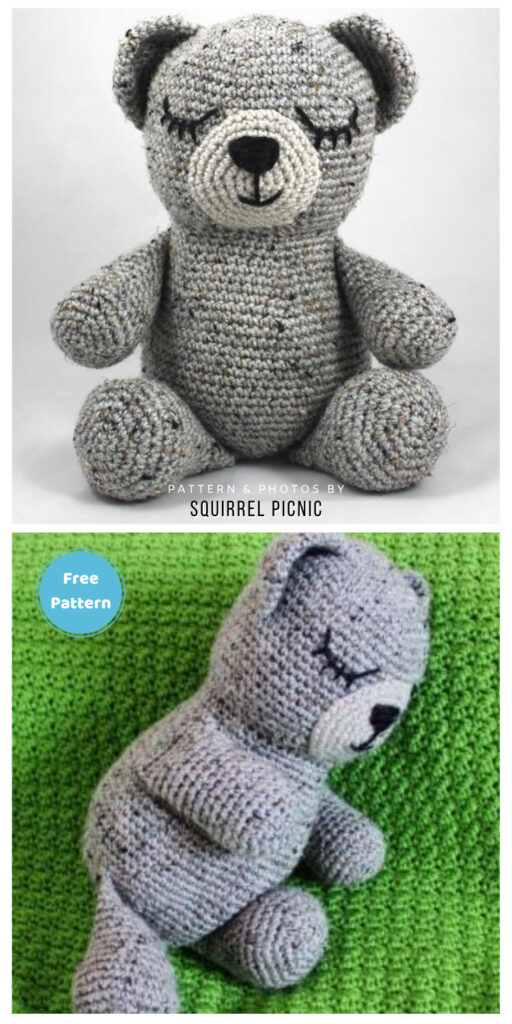 Sleepy Bear Crochet Pattern - 12 Free Cute Amigurumi Bear Crocheted Toys