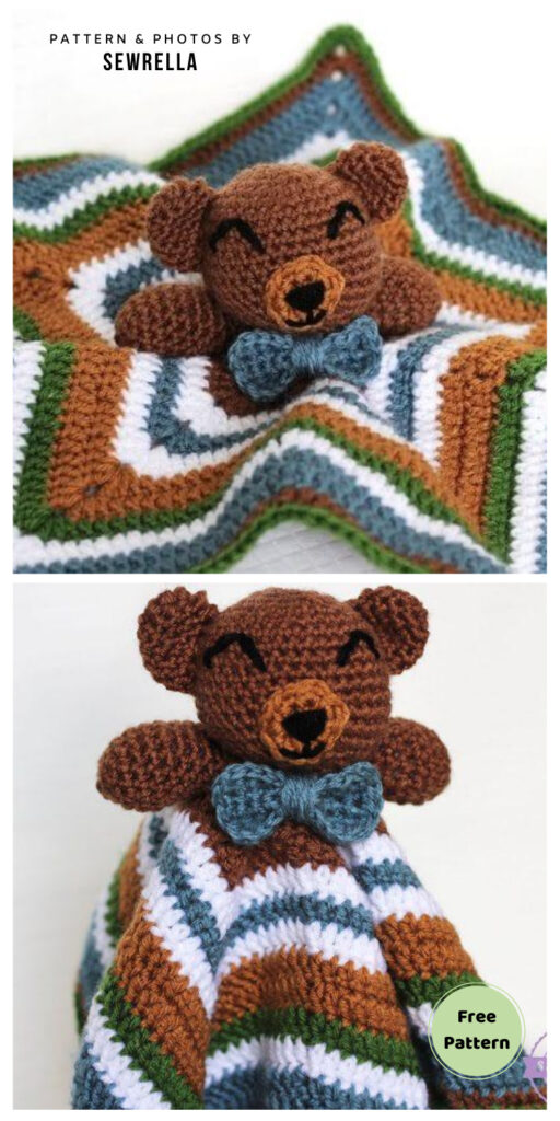 The Cuddliest Crochet Bear Lovey - 12 Free Teddy Bear Baby Loveys