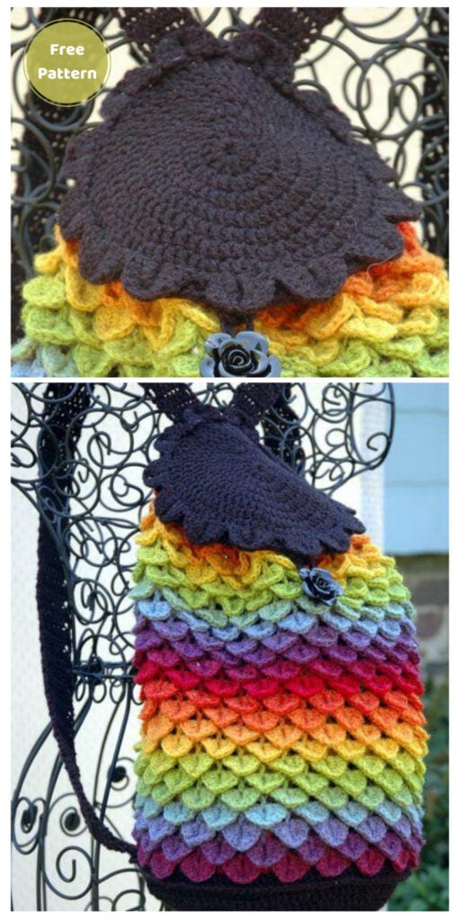 Rainbow Dragon Backpack - 10 Free Dragon Inspired Crochet Patterns You Can Wear