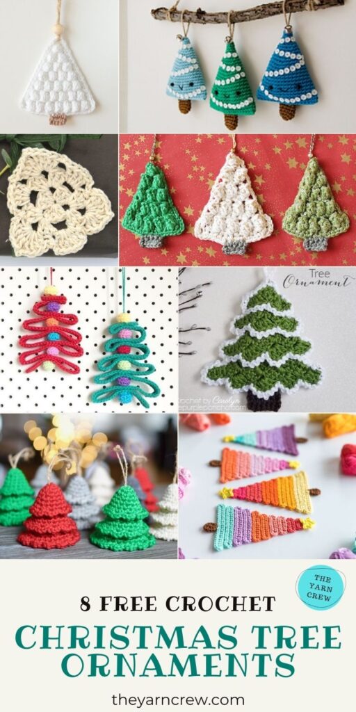 8 Cute Christmas Tree Ornaments Free Crochet Patterns-PINTEREST1