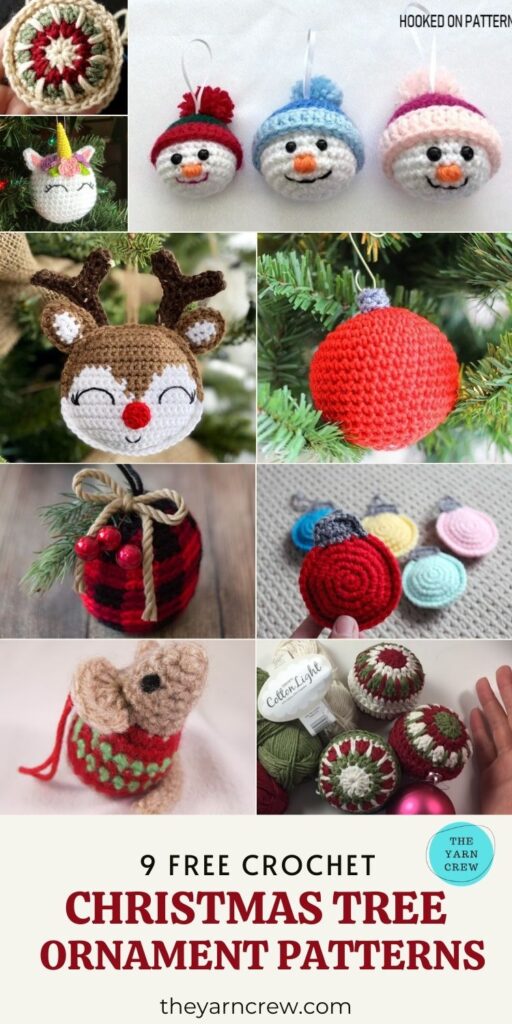 _9 Free Crochet Christmas Bauble Tree Ornaments - PIN1