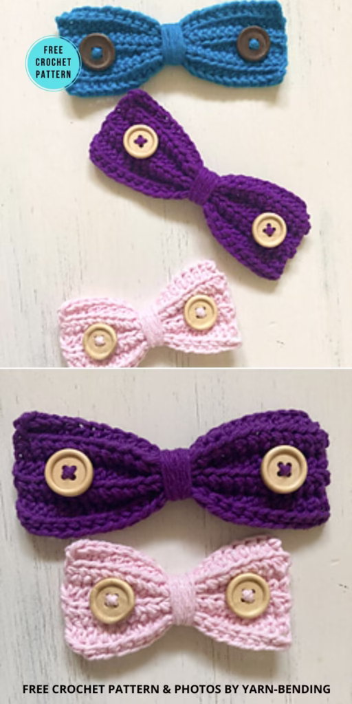 Buttons & Bows Ear Saver Pattern - 25 Free Ear Saver Crochet Patterns For Face Masks - The Yarn Crew