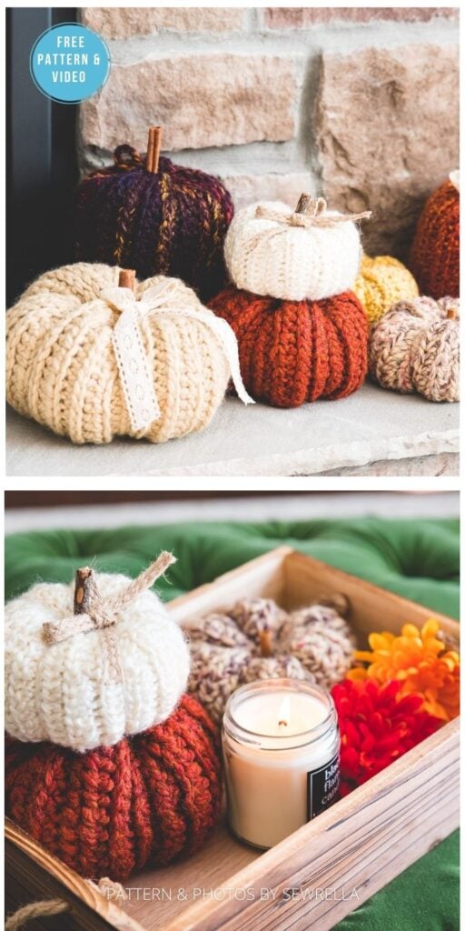 Crochet Country Pumpkins - 18 Free Farmhouse Crochet Pumpkin Patterns PIN