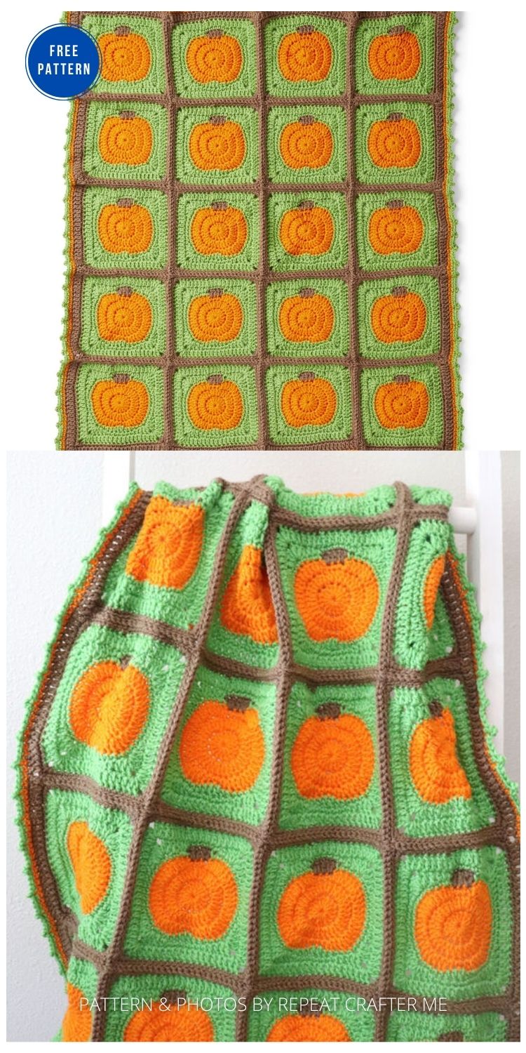 Crochet Pumpkin Patch Blanket - 9 Free Crochet Halloween Blanket & Afghan Patterns