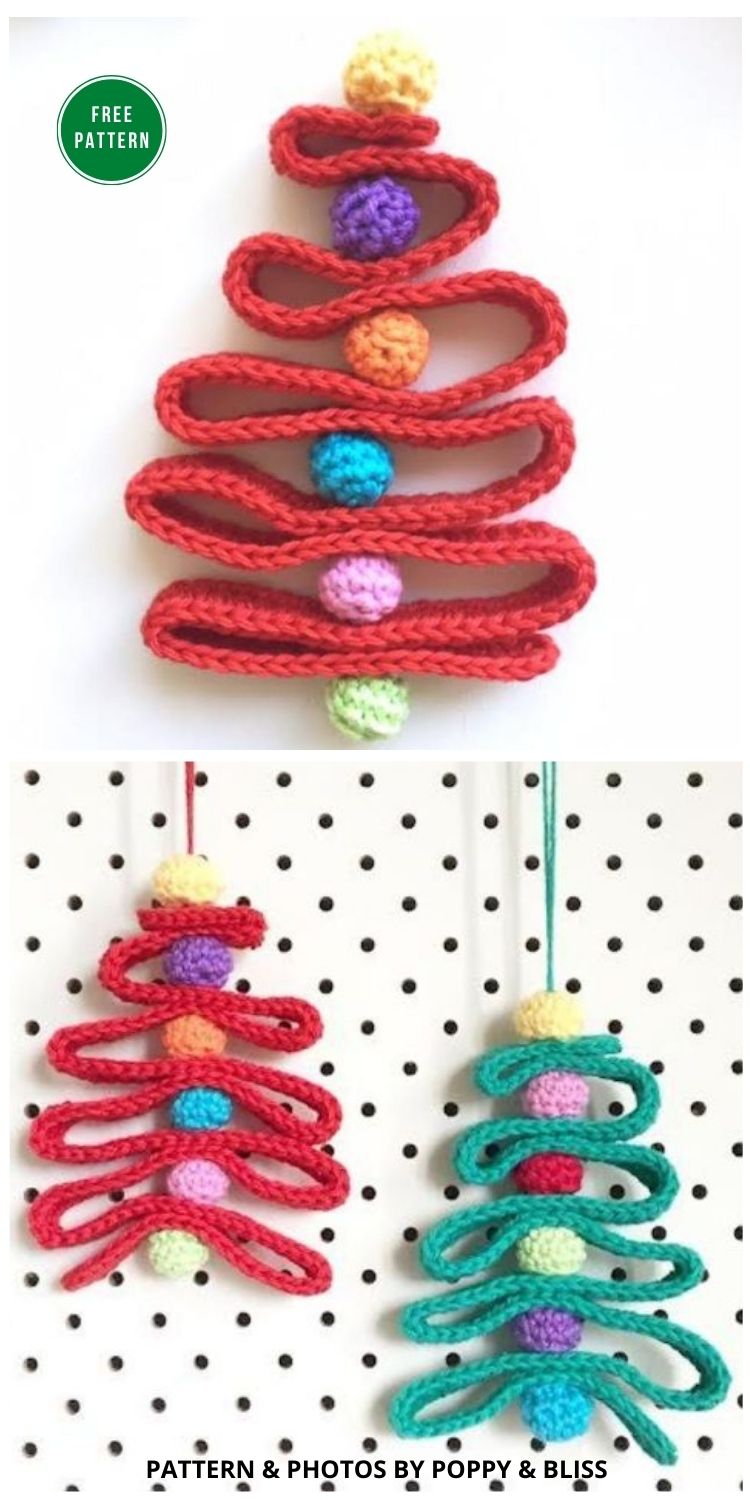 Crochet Ribbon Christmas Tree Pattern - 8 Christmas Tree Ornaments Free Crochet Patterns