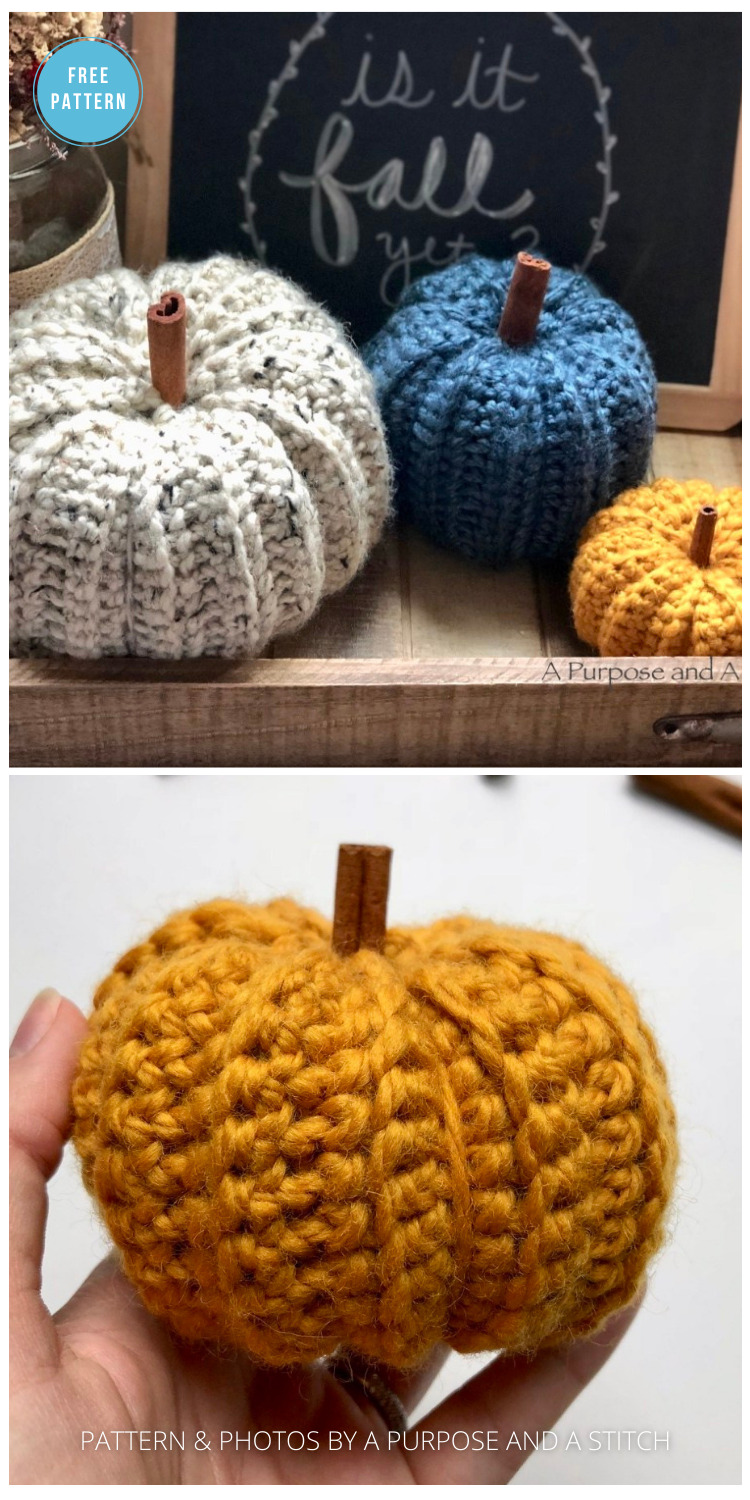 Simple Ribbed Pumpkins - 18 Free Farmhouse Crochet Pumpkin Patterns
