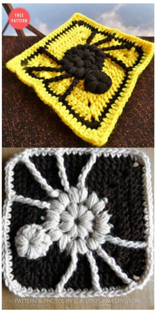 Spider Square - 15 Free Halloween Granny Squares Crochet Patterns