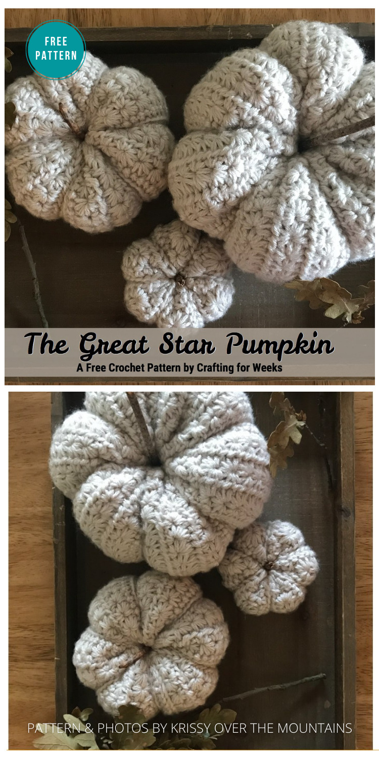 The Great Star Pumpkin - 18 Free Farmhouse Crochet Pumpkin Patterns