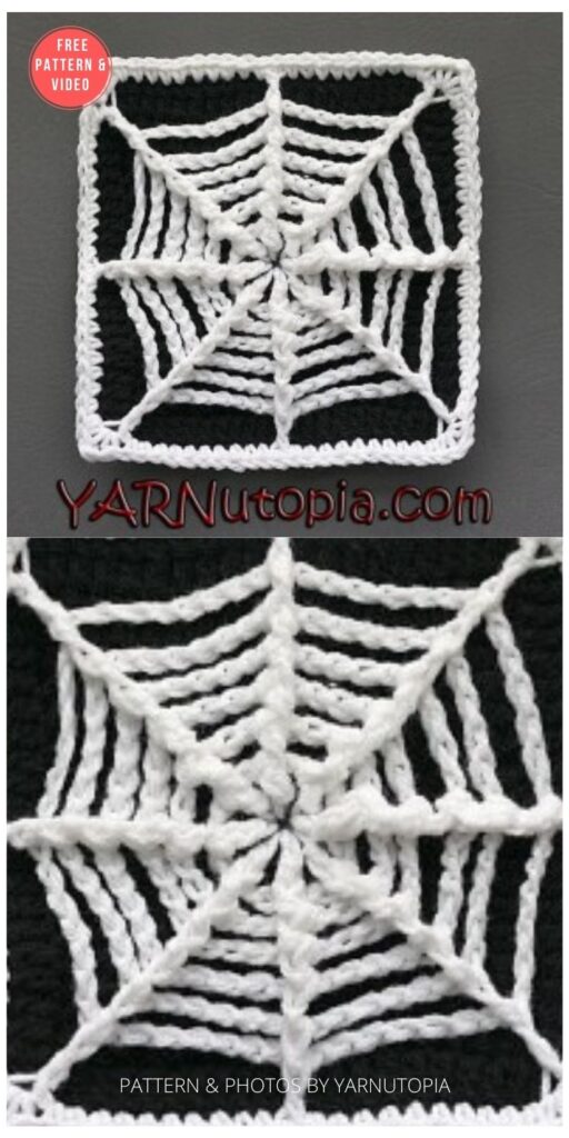 The Web We Weave Granny Square - 15 Free Halloween Granny Squares Crochet Patterns PIN
