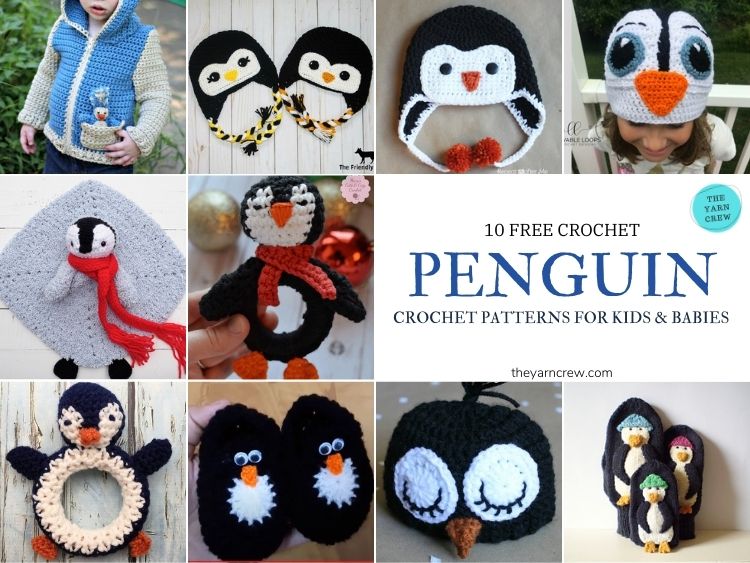 10 Free Crochet Penguin Patterns for Kids & Babies - FB POSTER