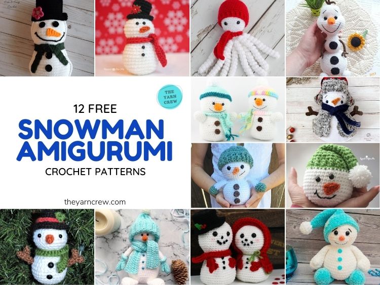 12 Free Crochet Amigurumi Snowman Patterns - FB POSTER