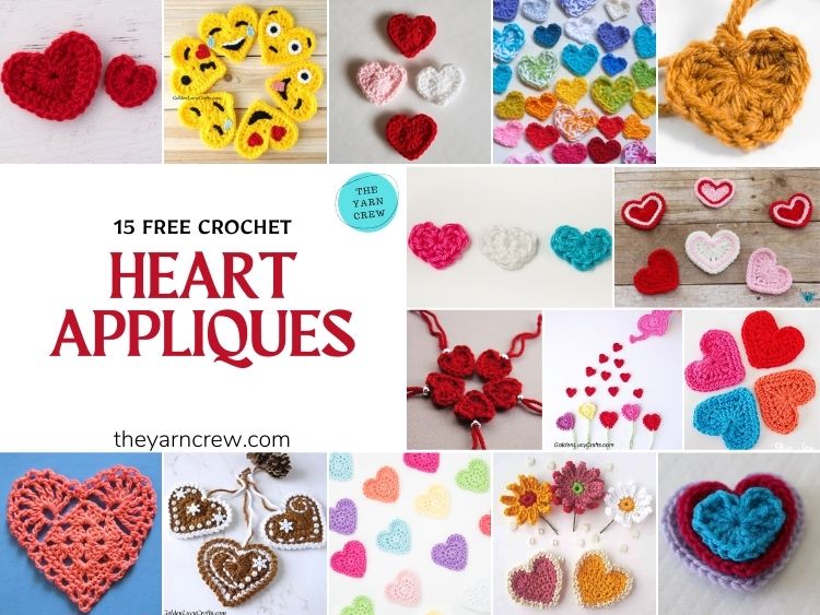 _15 Free Crochet Heart Appliques Patterns - FB POSTER