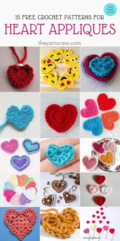 15 Free Crochet Patterns For Heart Appliques - PIN2