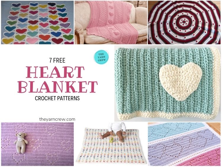 7 Heart Blankets Free Crochet Patterns - FB POSTER