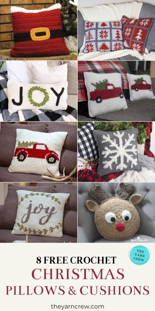 8 FREE CROCHET CHRISTMAS PILLOWS & CUSHIONS - PIN1