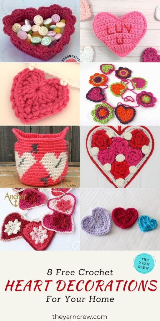 8 Free Crochet Heart Decorations For Your Home - PIN3