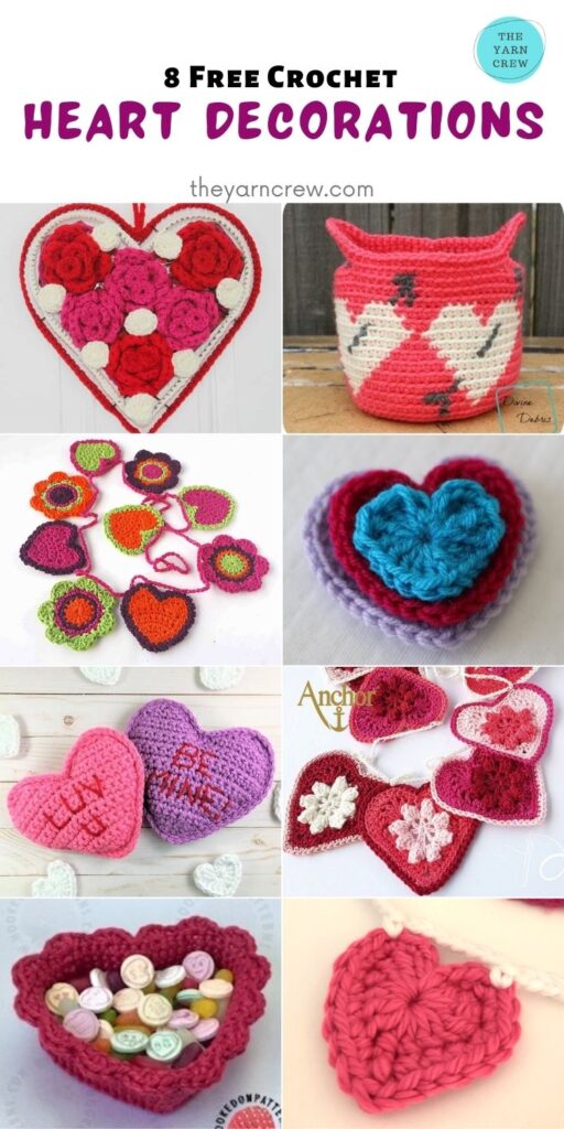 8 Free Crochet Heart Decorations - PIN2