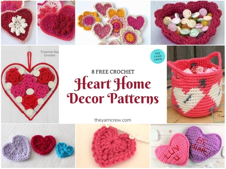 8 Free Crochet Heart Home Decor Patterns - FB POSTER
