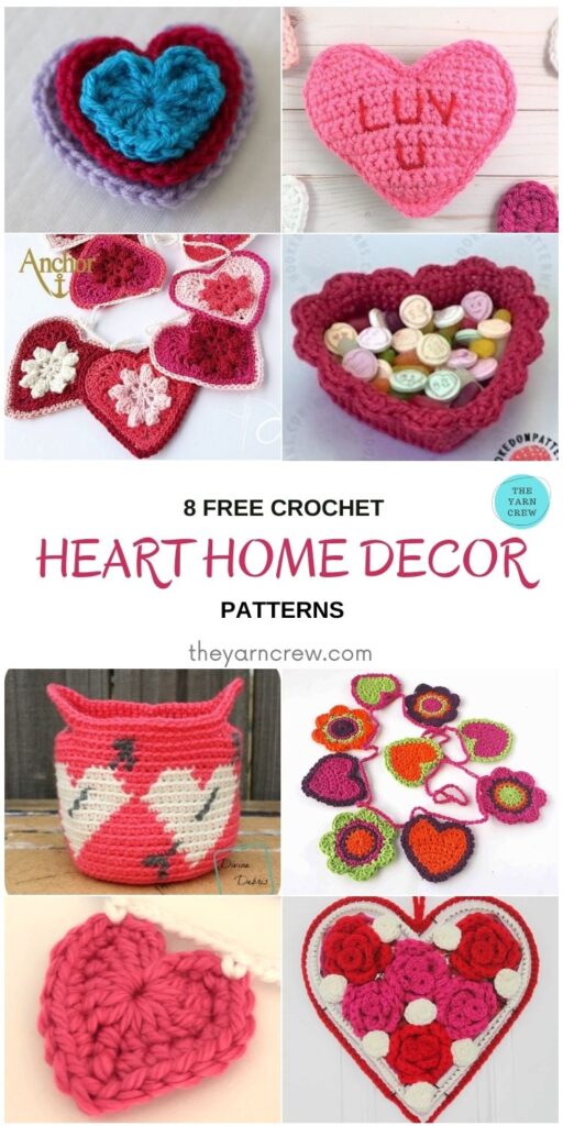 8 Free Crochet Heart Home Decor Patterns - PIN1