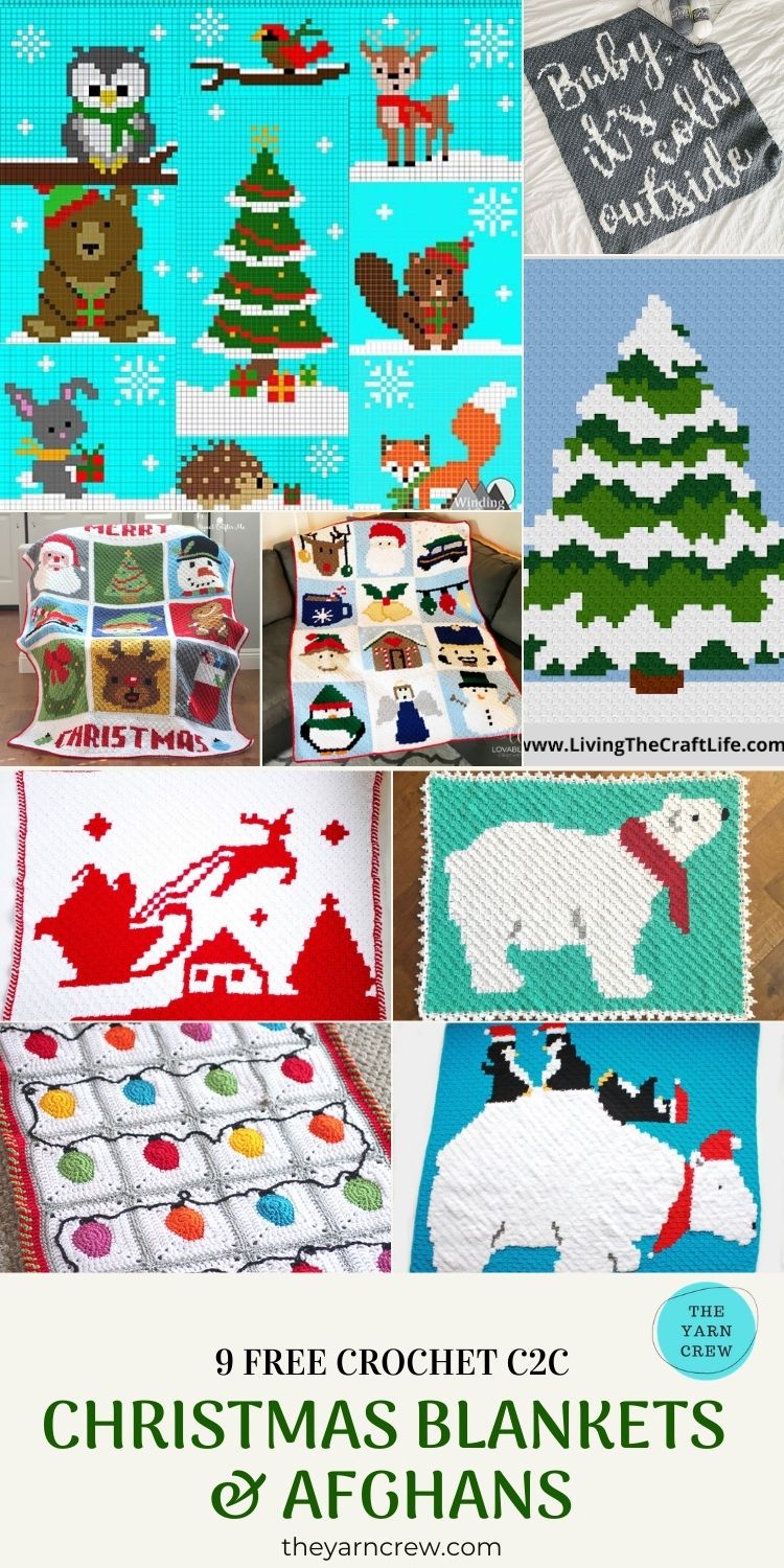 9 Free C2C Crochet Christmas Blankets &amp; Afghans - The Yarn Crew